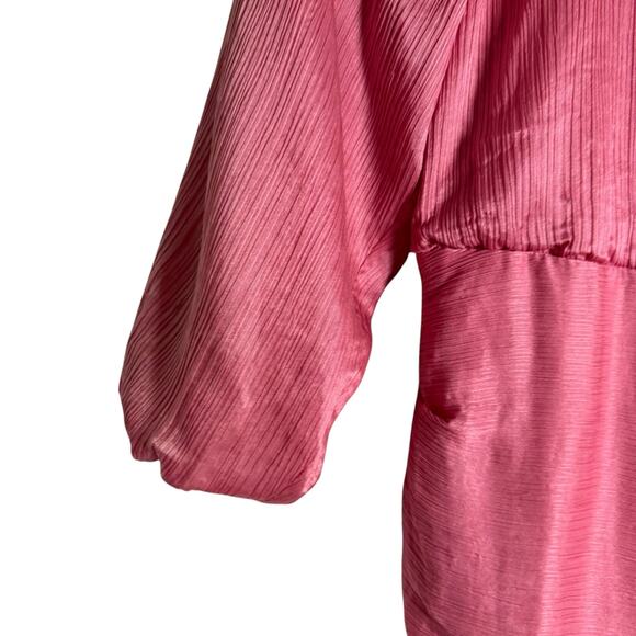 Veronica Beard Gracelynn Pink Ruched Satin Balloon Sleeve Mini Dress Size 0 - Picture 9 of 16